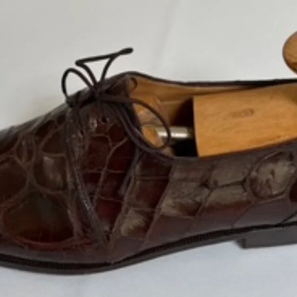 Mauri men’s dress shoes, handmade from genuine alligator leather size Mens 9.5 - Picture 3 of 13